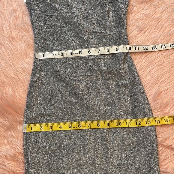 NWT Princess Polly Silver Sparkle Vee One Strap Bodycon Mini Dress Size 0 - Picture 7 of 7